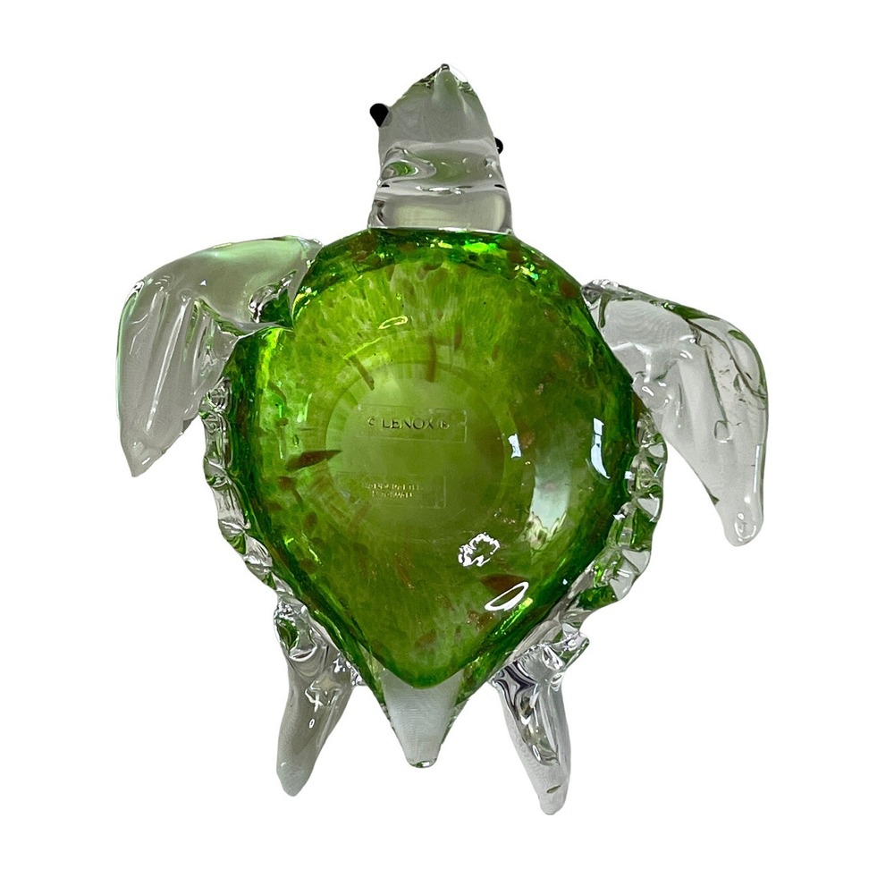 Lenox Turtle Green Art Glass Figurine Or Paperweight